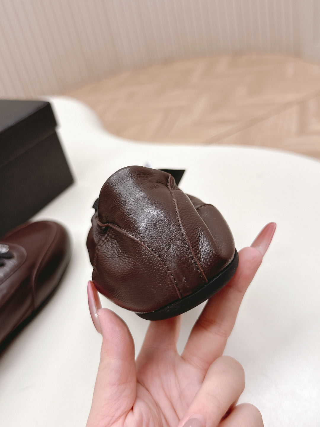 PRADA 26S MARY JANE SHOES IN DARK BROWN CALFSKIN