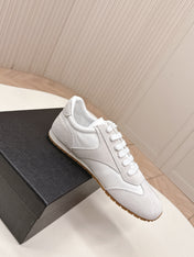 PRADA 26S CLASSIC SNEAKERS IN WHITE SUEDE AND NYLON