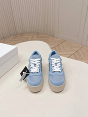 PRADA 26S PLATFORM SNEAKERS 50MM IN SKY BLUE SUEDE