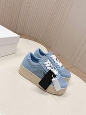 PRADA 26S PLATFORM SNEAKERS 50MM IN SKY BLUE SUEDE