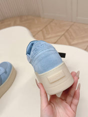 PRADA 26S PLATFORM SNEAKERS 50MM IN SKY BLUE SUEDE