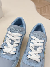PRADA 26S PLATFORM SNEAKERS 50MM IN SKY BLUE SUEDE