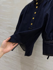 ZIMMERMANN 26S STAND COLLAR DENIM SHIRT STYLE 41