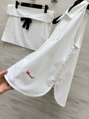 CHANEL 26S SLEEVELESS SHIRT COLLAR TOP STYLE 1197