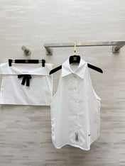 CHANEL 26S SLEEVELESS SHIRT COLLAR TOP STYLE 1197