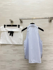 CHANEL 26S SLEEVELESS SHIRT COLLAR TOP STYLE 1196