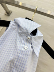 CHANEL 26S SLEEVELESS SHIRT COLLAR TOP STYLE 1196