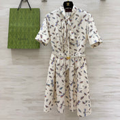 GUCCI 26S SHORT-SLEEVE BOW-TIE DRESS 409