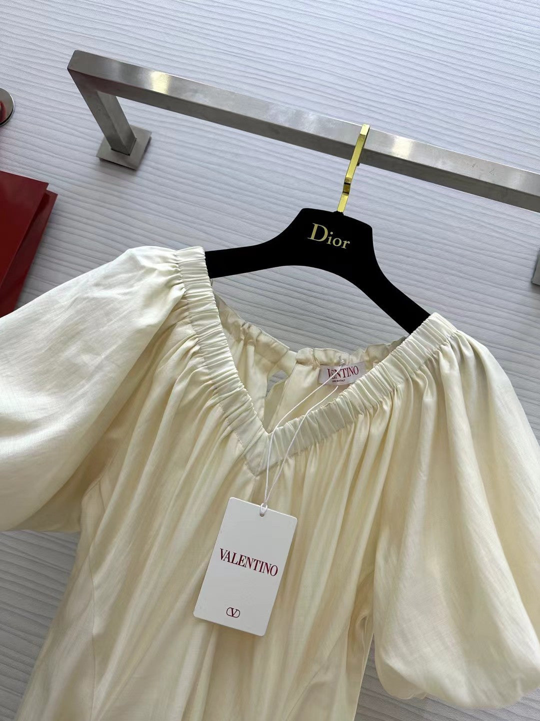 VALENTINO 26S SHORT-SLEEVE V-NECK MAXI DRESS 421