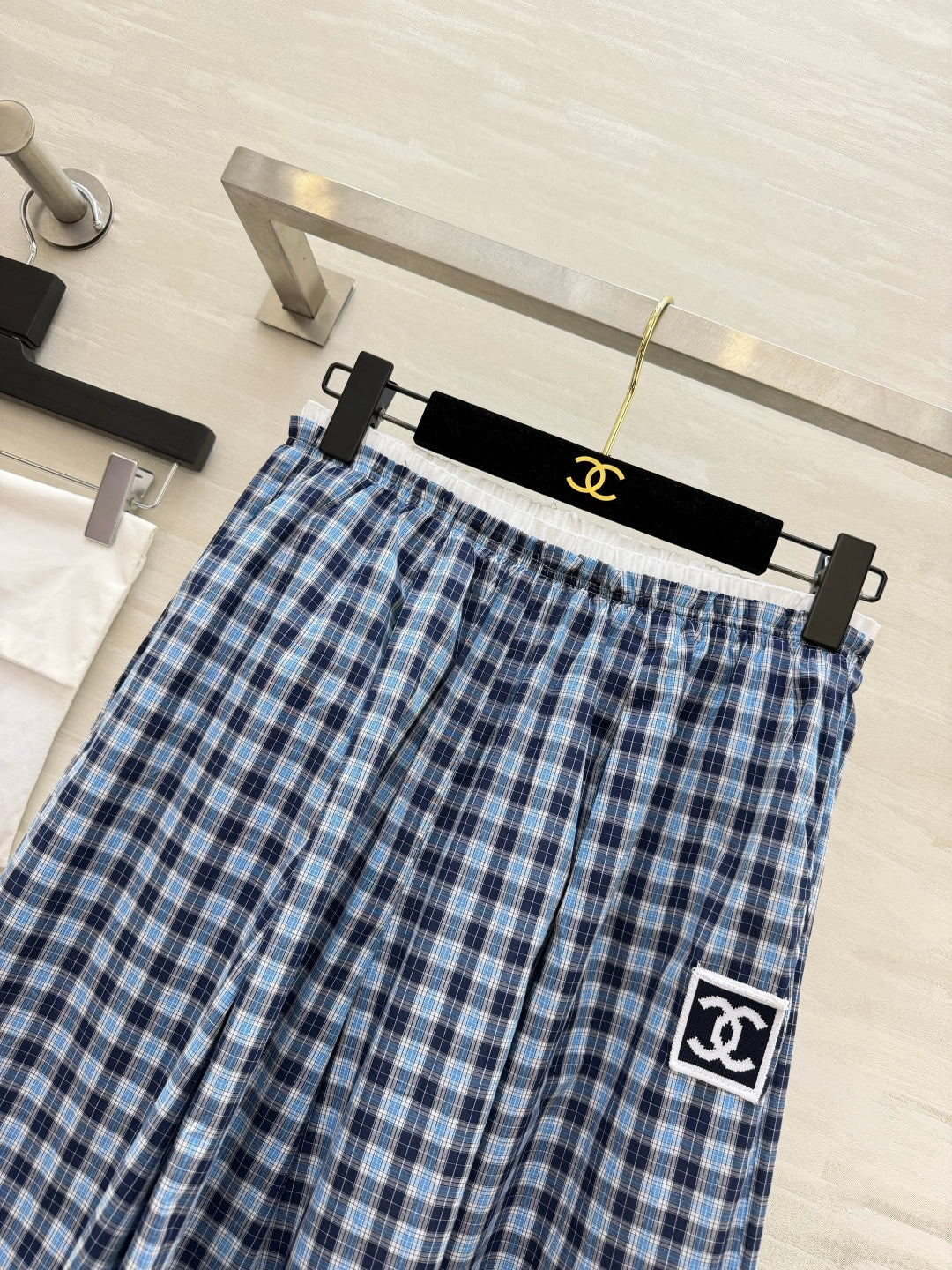 CHANEL 26S PLAID WIDE-LEG PANTS 1444