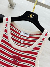 CHANEL 26S STRIPED SLEEVELESS KNIT TOP 1439