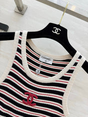 CHANEL 26S STRIPED SLEEVELESS KNIT TOP 1438