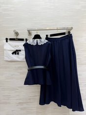 DIOR 26S TWO-PIECE SET WITH LACE-COLLAR TOP AND SKIRT 1386