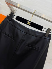HERMES 26S LEATHER MIDI SKIRT 833