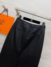 HERMES 26S LEATHER MIDI SKIRT 833