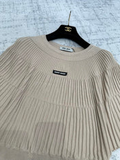 MIUMIU 26S PLEATED SHORT-SLEEVED SWEATER STYLE 1109