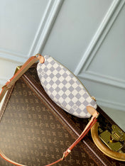 KEEPIT BUMBAG 29 IN WHITE GREY CHECKERBOARD PATTERN DAMIER AZUR COATED CANVAS