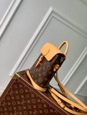 SOHO MINI 23 IN BROWN MONOGRAM COATED CANVAS AND CALFSKIN