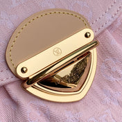 SUNSET 27 IN WASHED PINK MONOGRAM DENIM GOLD BUCKLE