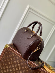 SPEEDY BANDOULIERE 25 IN DARK BROWN MONOGRAM EMPREINTE CALFSKIN EMBOSSED LOGO