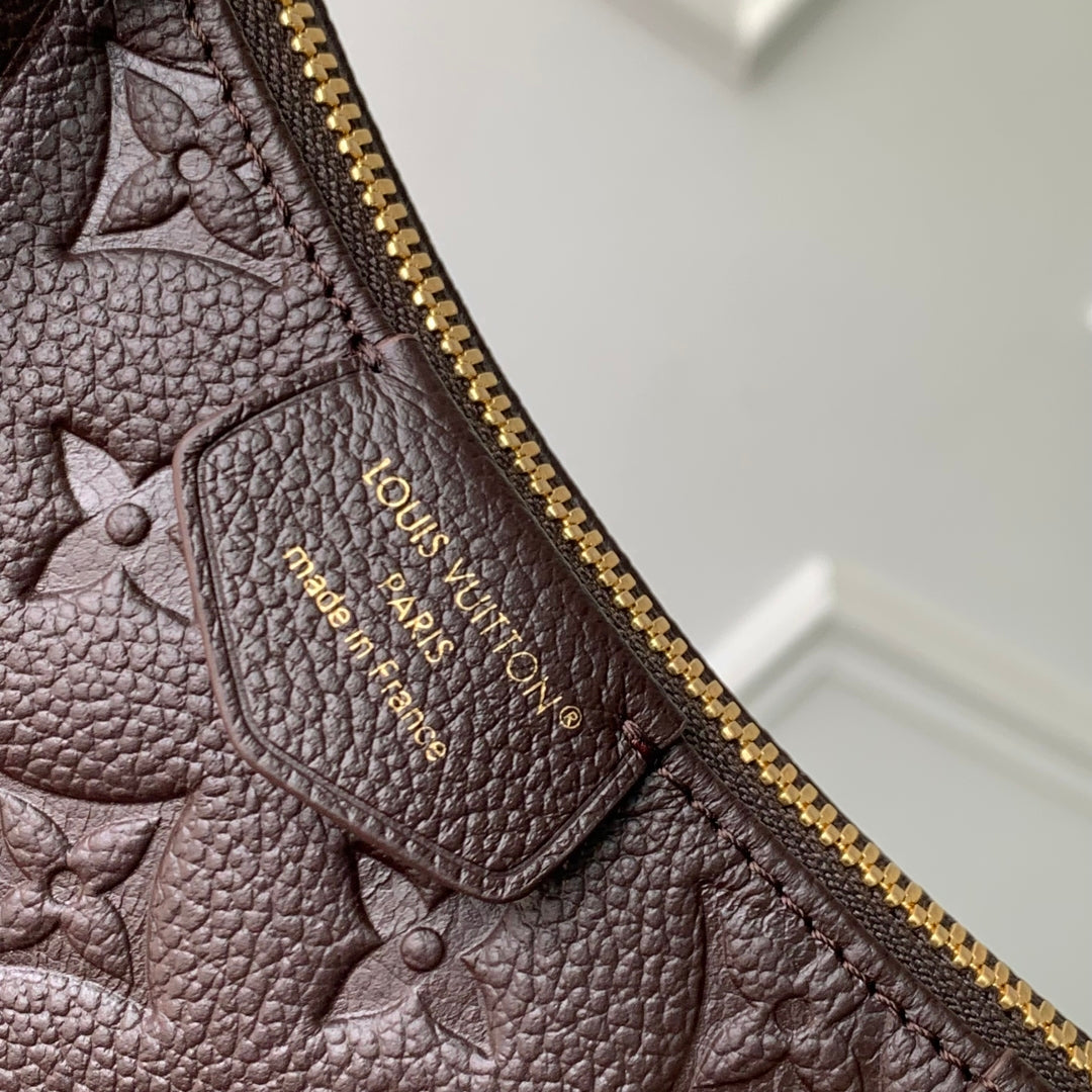 EASY POUCH ON STRAP 19 IN DARK BROWN MONOGRAM EMBOSSED LOGO CALFSKIN