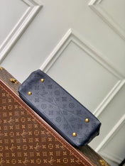 BELLA TOTE 32 IN DARK BLUE MONOGRAM PERFORATED CALFSKIN GOLD HARDWARE