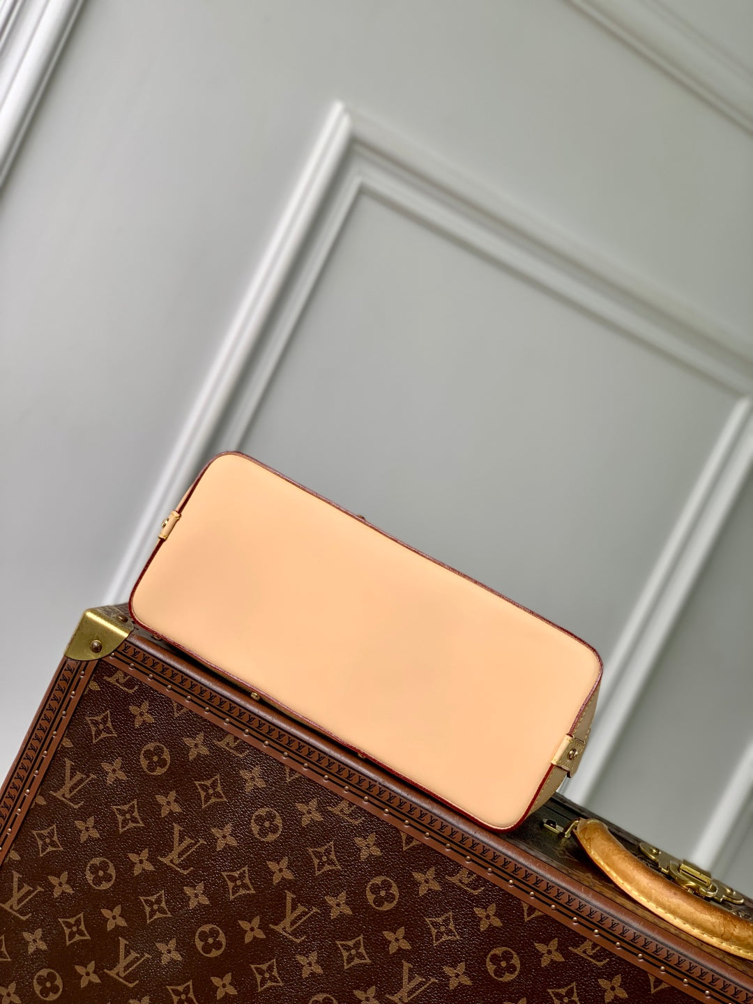 COSMETIC POUCH 27 IN PINK MONOGRAM DENIM GOLD HARDWARE