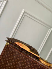 LV FAN 37 IN BROWN MONOGRAM COATED CANVAS AND CALFSKIN