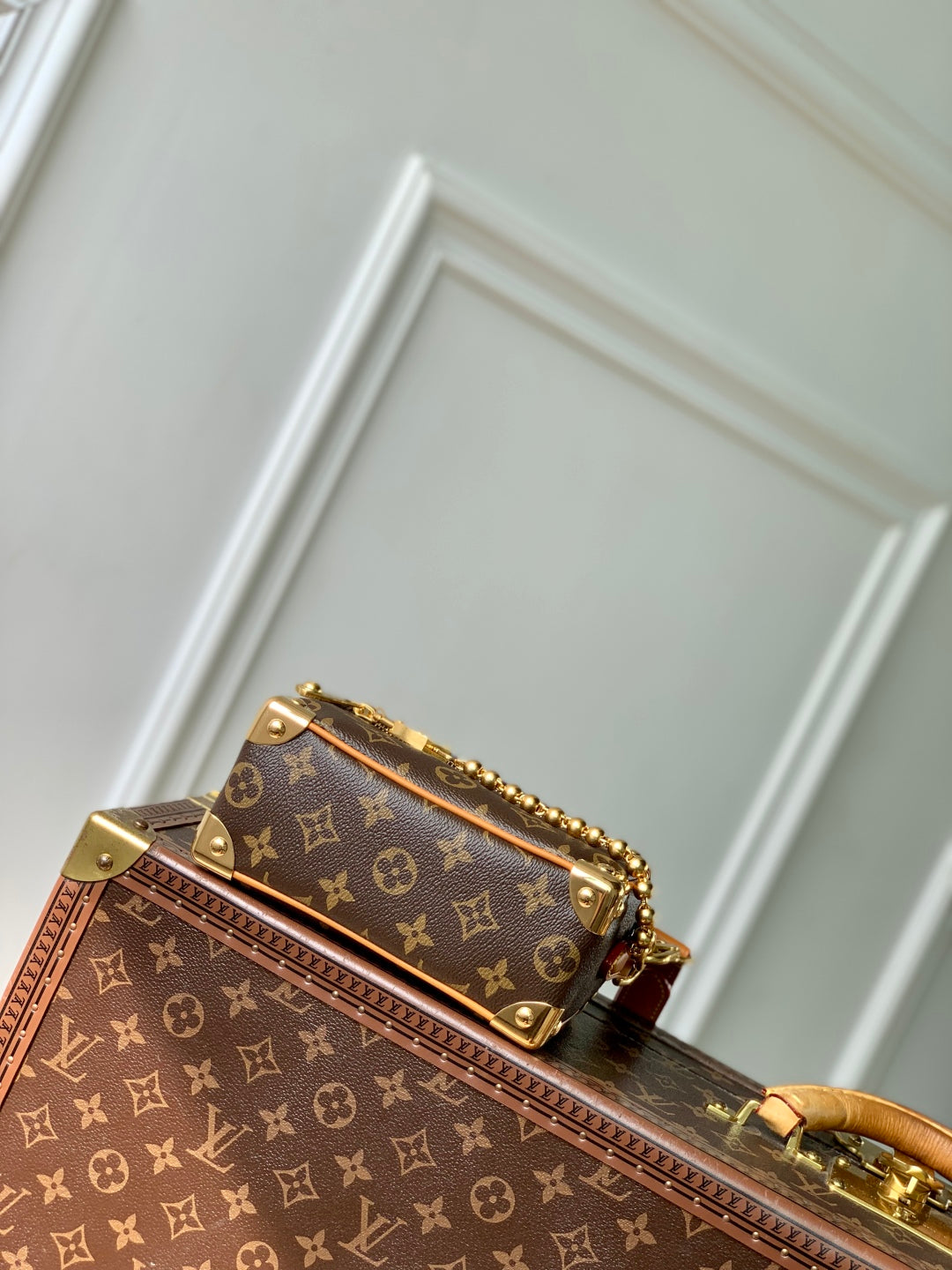 MINI SOFT TRUNK 18 IN BROWN MONOGRAM CANVAS GOLD HARDWARE