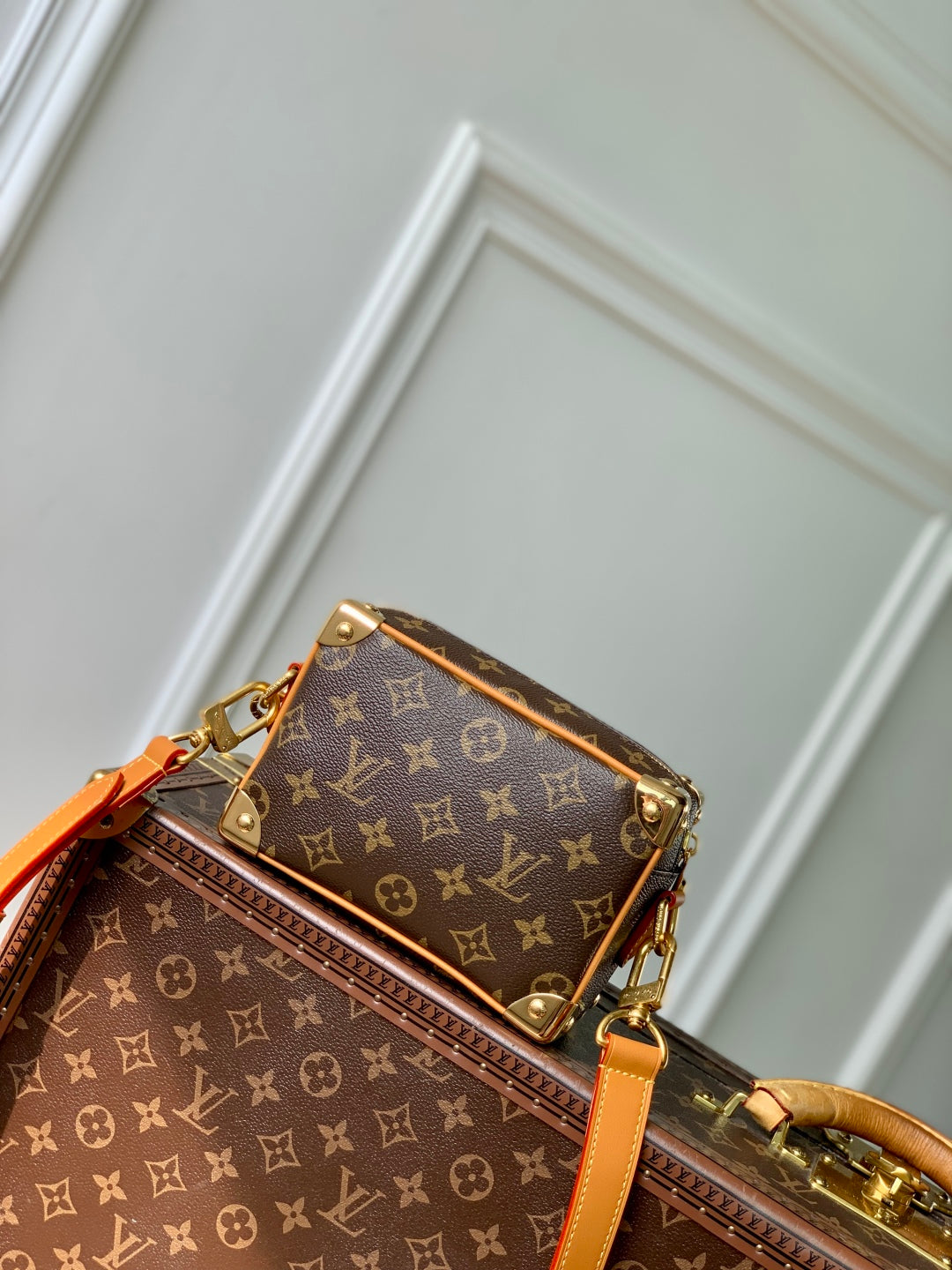 MINI SOFT TRUNK 18 IN BROWN MONOGRAM CANVAS GOLD HARDWARE