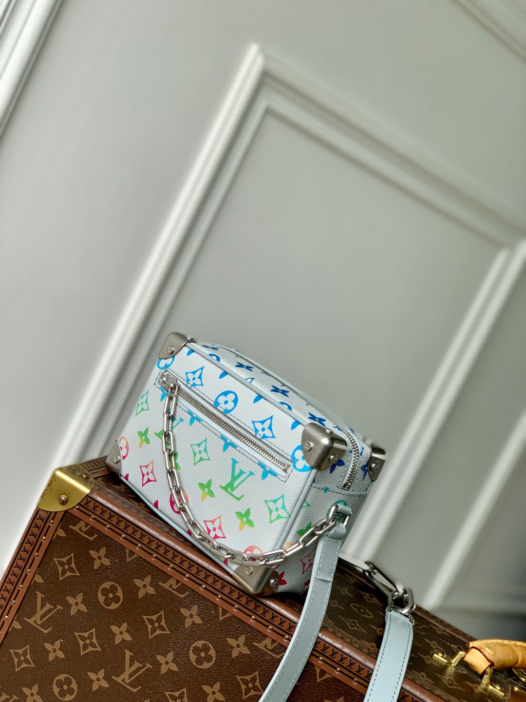 MINI SOFT TRUNK 18.5 IN GREY MONOGRAM ECLIPSE CANVAS MULTICOLOR GRADIANT LOGO