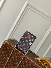 PHONE POUCH 17.5 IN BLACK MULTICOLORED MONOGRAM COATED CANVAS