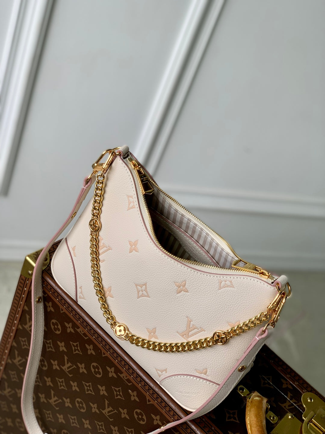 BOULOGNE 29 IN LIGHT PINK MONOGRAM EMPREINTE CANVAS GOLD HARDWARE