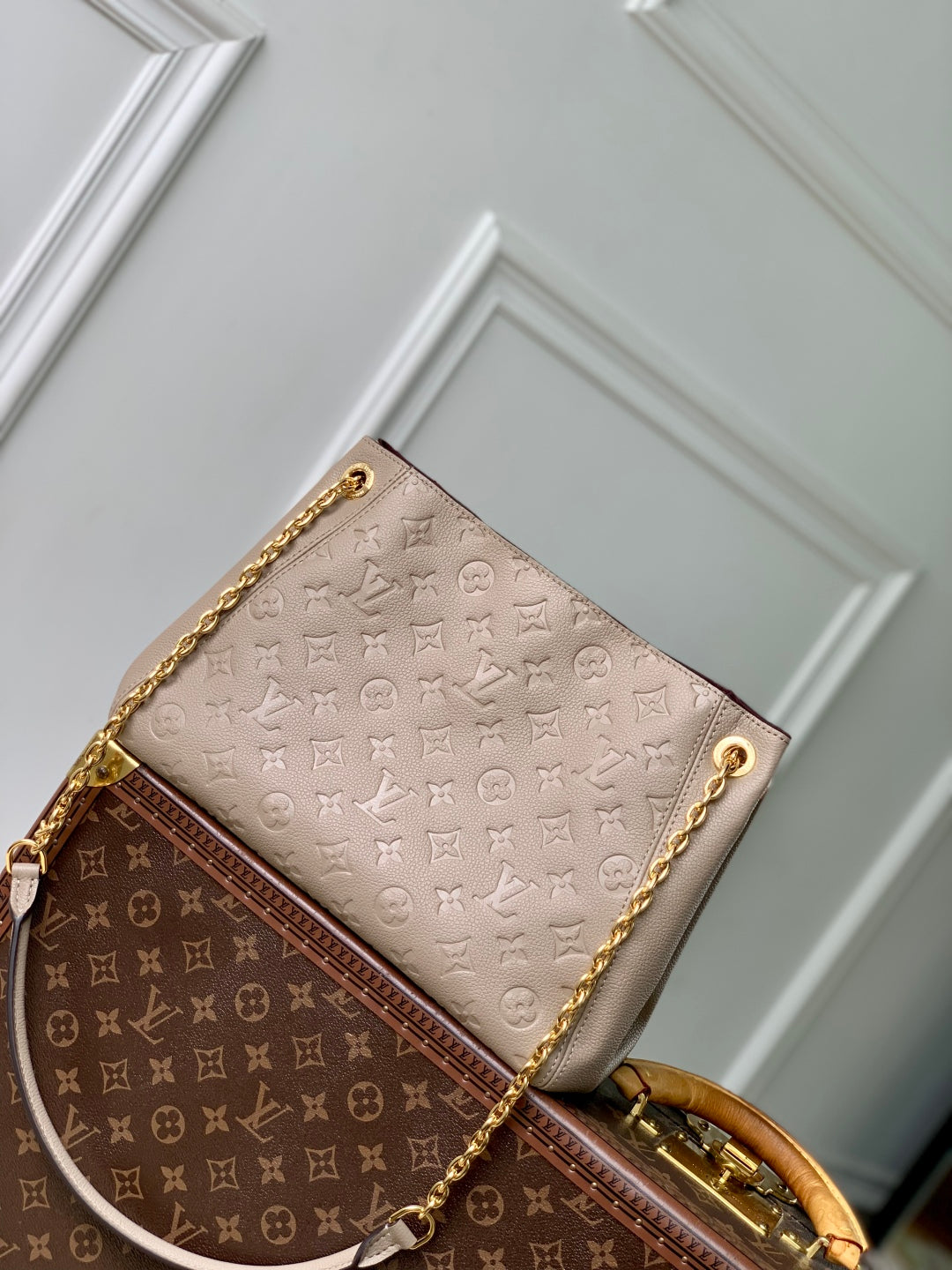 ANYTIME PM 34 IN ASH BROWN MONOGRAM EMPREINTE CALFSKIN