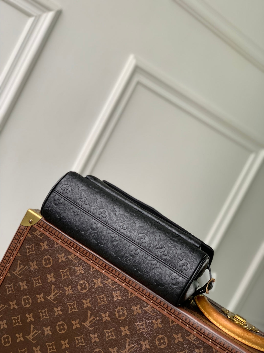 ANYTIME FLAP BAG 29.5 IN BLACK MONOGRAM CALFSKIN