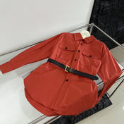 YSL LONG BELTED SHIRT IN COTTON 265868