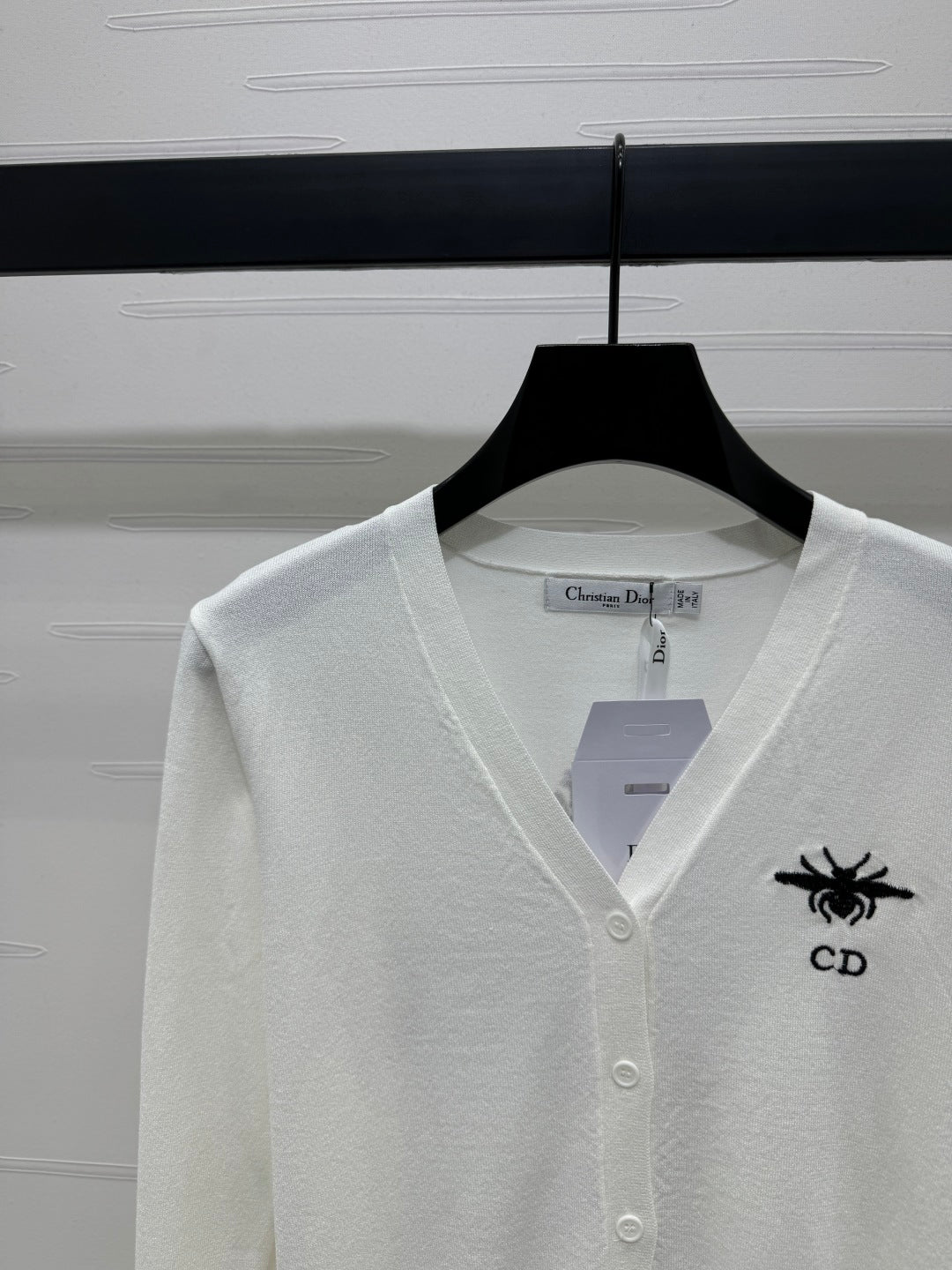 DIOR LONG-SLEEVE KNIT SWEATER WITH EMBROIDERED LOGO