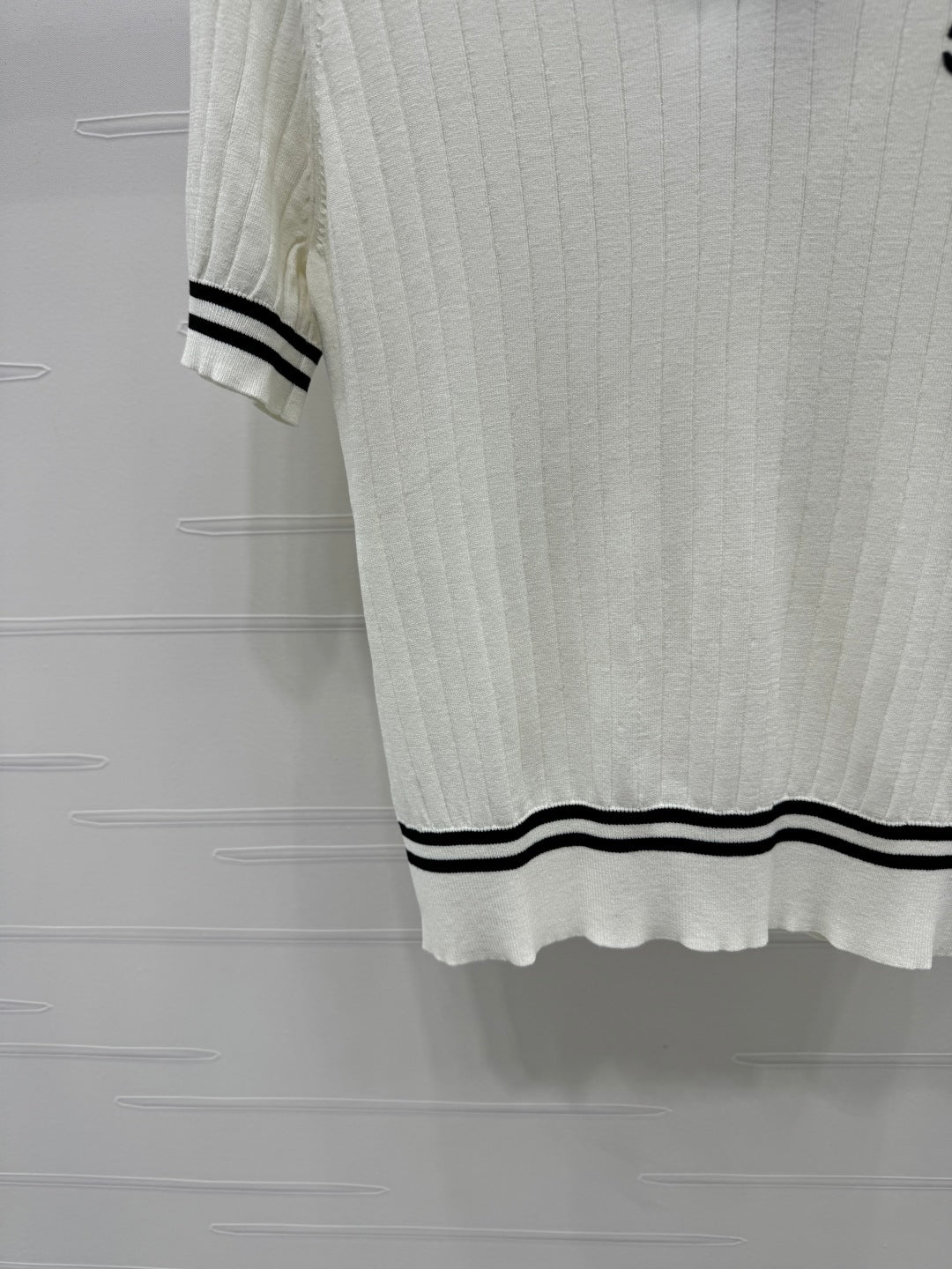 CELINE SHORT-SLEEVE KNIT TOP WHITE 274818