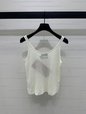 MIU 25S ROUND NECK KNIT TANK TOP WITH HOLES 264266