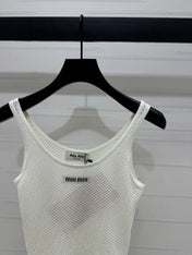 MIU 25S ROUND NECK KNIT TANK TOP WITH HOLES 264266