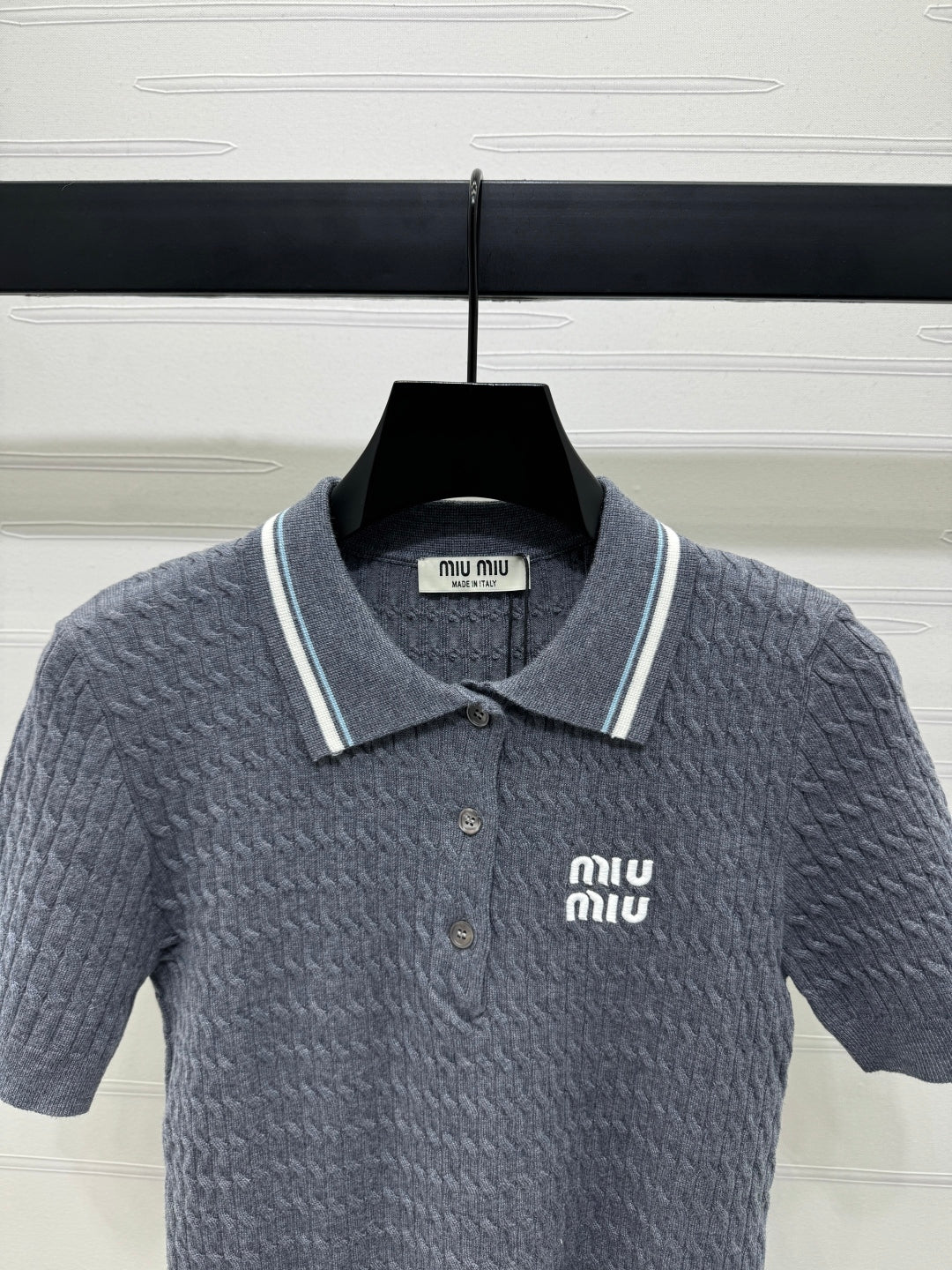 MIUMIU KNITTED POLO SHIRT WHITE 274839