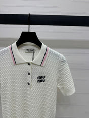 MIUMIU KNITTED POLO SHIRT WHITE 274837