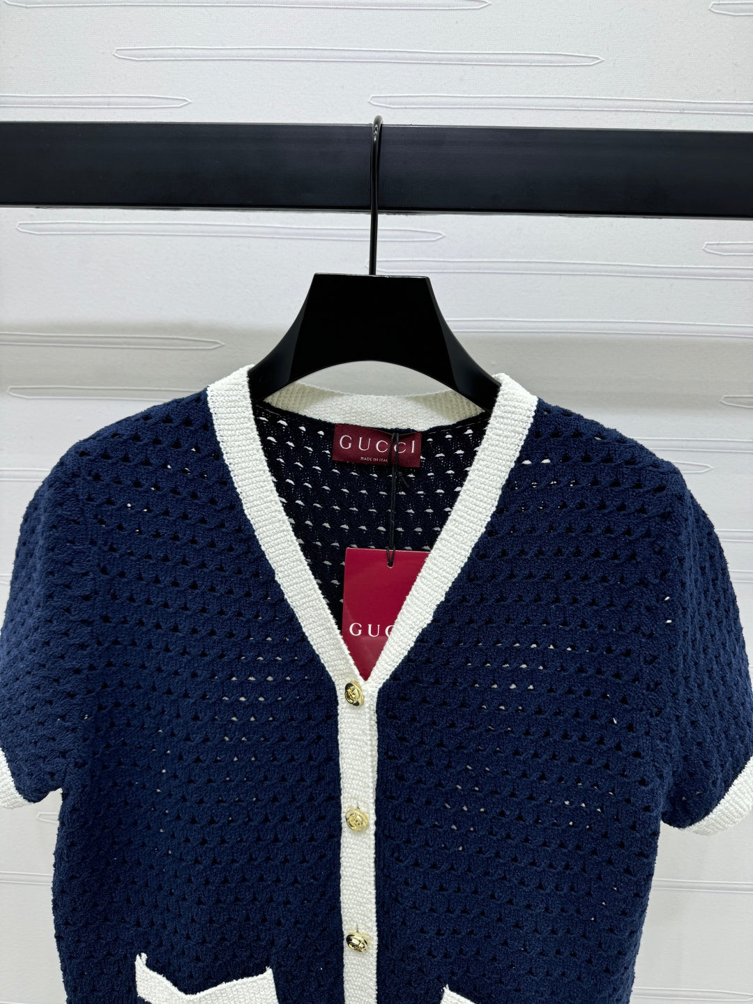 GUCCI SHORT-SLEEVE KNIT CARDIGAN 273214