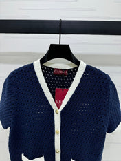 GUCCI SHORT-SLEEVE KNIT CARDIGAN 273214