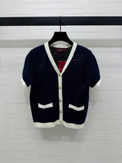 GUCCI SHORT-SLEEVE KNIT CARDIGAN 273214