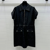 LV 25S SHORT SLEEVE JACQUARD DRAWSTRING DRESS 264215