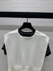 MIU 25S SHORT SLEEVE STRIPED KNITTED CAPE 264138