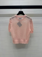 PRAD 25S HOLLOW KNIT SHORT SLEEVE TOP 264136