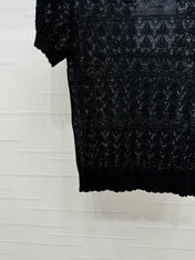 CHANEL 25S HOLLOW KNIT SHORT SLEEVE TOP 264151