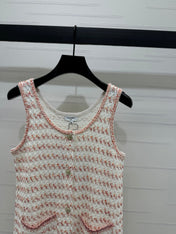 CHANEL 25S ROUND NECK KNIT DRESS WITH PEARL TAG 264026